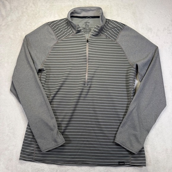 Patagonia Other - Patagonia Capilene 3 Midweight Quarter Zip Pullover Mens Large Grey Striped